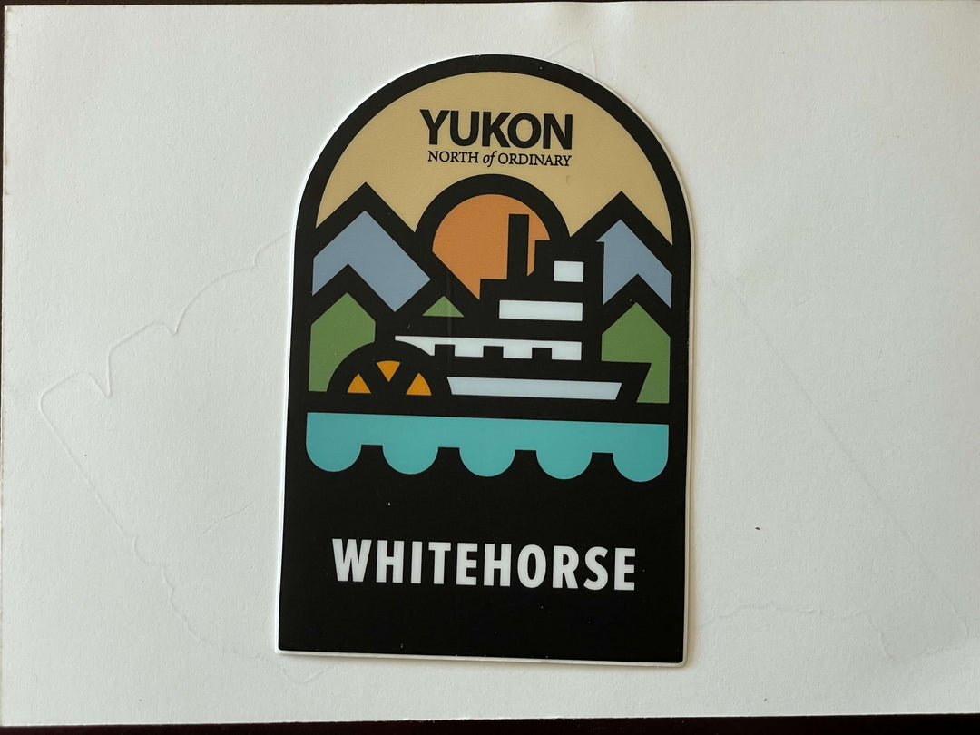 Sticker with 'Yukon Whitehorse' design on a white background