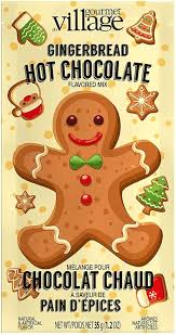 Gourmet Village Gingerbread Hot Chocolate with a gingerbread man design.